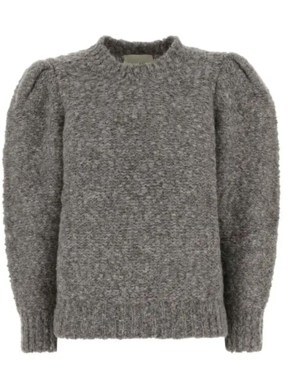Faherty wool alpaca puff sleeve sweater, mock turtleneck, speckled gray small